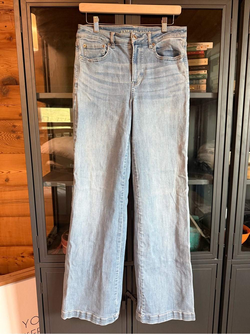 American Eagle Outfitters Light Blue Flared Wide-Leg Jeans